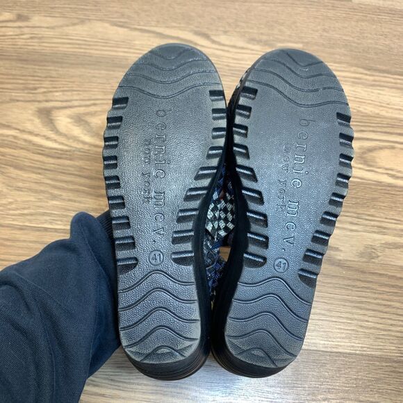 Bernie Mev Wedge Sandal Slip-On Open Toe Women’s Size 41 US 10 Black Blue Gray - Picture 7 of 11